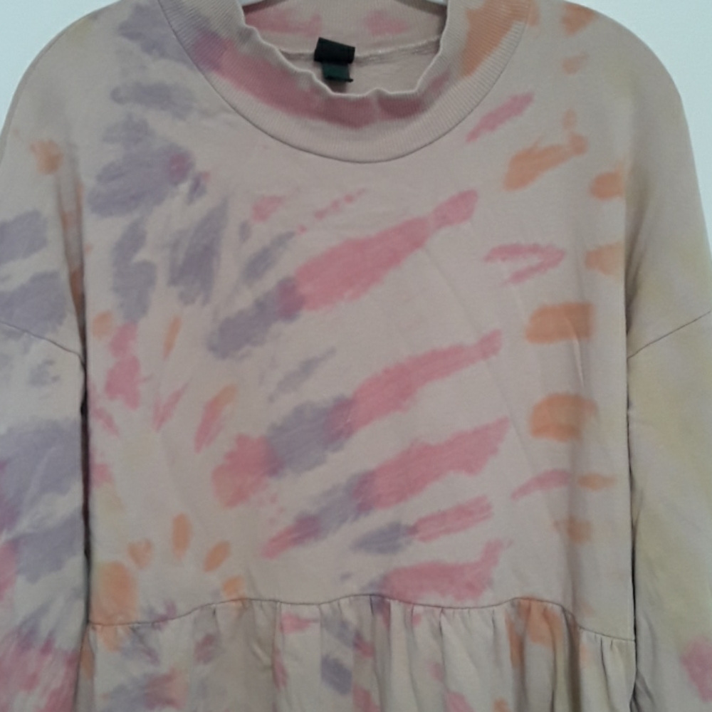 Mini Dress Swing Skirt Tiered Tie Dye Pastel - Picture 5 of 14